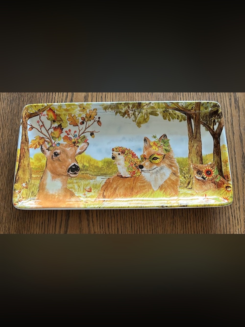 Autumn Forest Animal Plate - Deer, Fox, Owl
